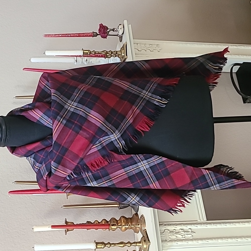 Aljean plaid Wool Wrap Shawl